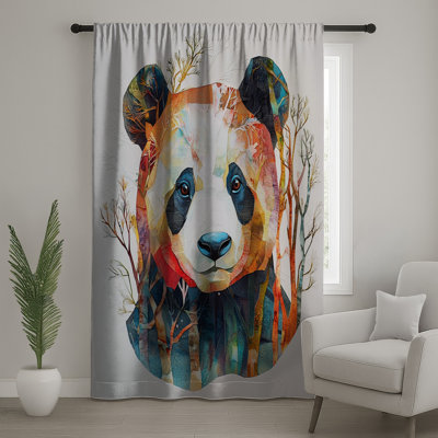 Illustration colorée de rideaux à motif de panda, voilages et rideaux occultants - 1 panneau