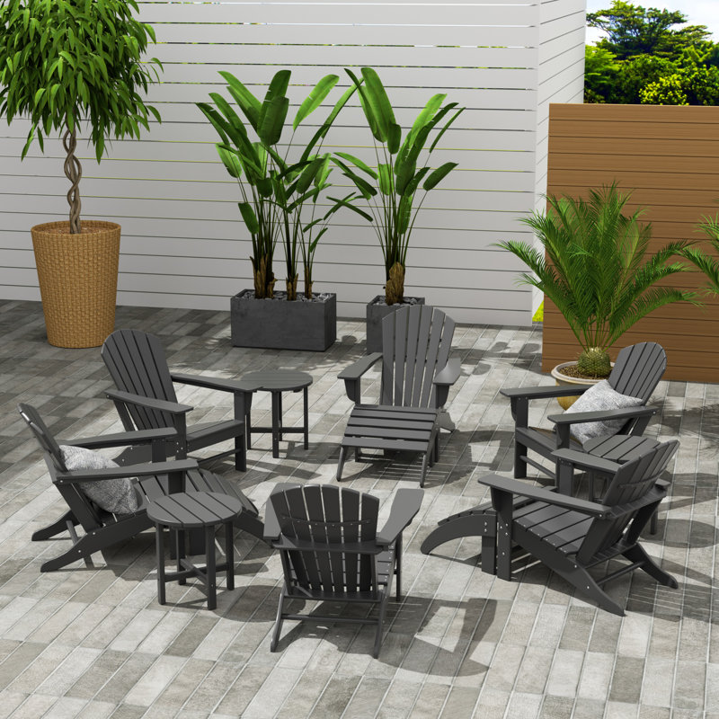 Altura Foldable Outdoor Adirondack Set, Gray