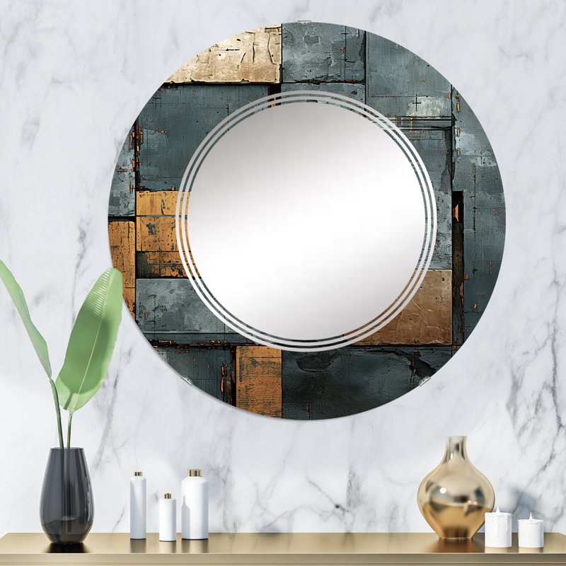 Rakiura - Miroir mural moderne rond, 32 po x 32 po