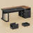 70.9" Executive Desk With Power Outlet, Modern Office Desk With Lateral File Cabinet,-413001636
