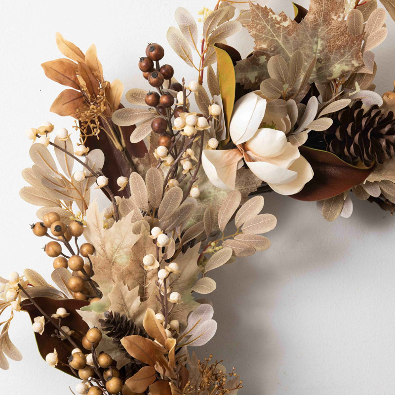 Handcrafted Faux Silk Wreath, 26" H x 26" W x 6" D