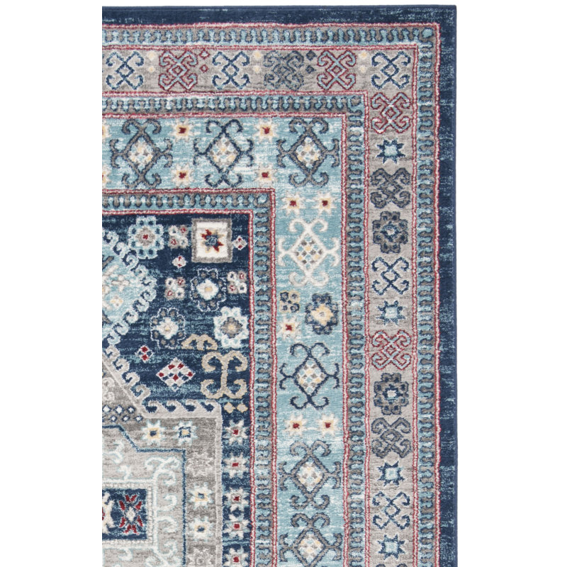 Sereno Oriental Blue/Cream Area Rug, Runner 2' x 8'