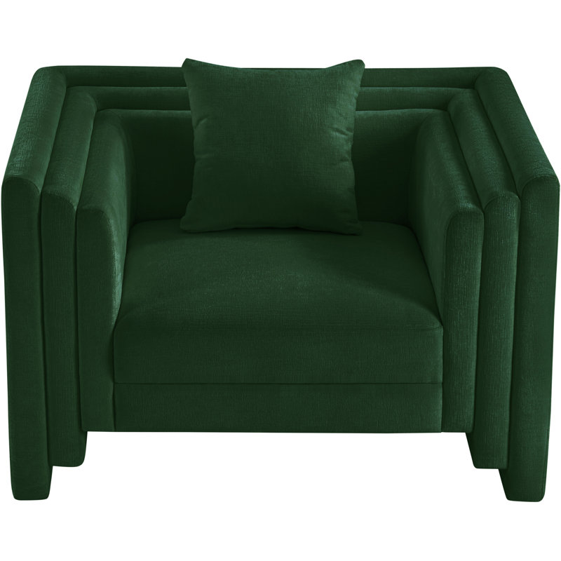 Everett Jalice Chenille Fabric Upholstered Chair, Green Chenille Fabric