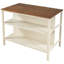 Ensemble d'îlot de cuisine rustique en bois massif 3 pièces avec bloc de boucher, 2 sièges et tablettes ouvertes - Petite table de salle à manger noyer et crème