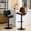 Chaises de bar en cuir noir noyer, pivotant à 360 °, hauteur réglable, de 2 pour îlot de cuisine / salle à manger / tabourets de café, rembourré, salle à manger-79413498