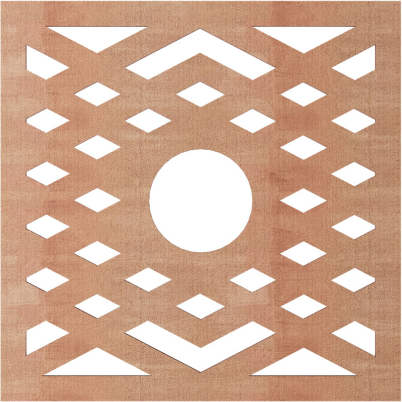 22"OD x 5 3/4"ID x 1/4"T Chevron Wood Fretwork Pierced Ceiling Medallion, Walnut, 20" H x 20" W x 0.38" D, Cherry