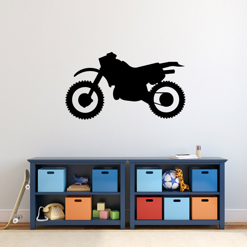 Décalcomanie murale silhouette de vélo à saleté, Noir