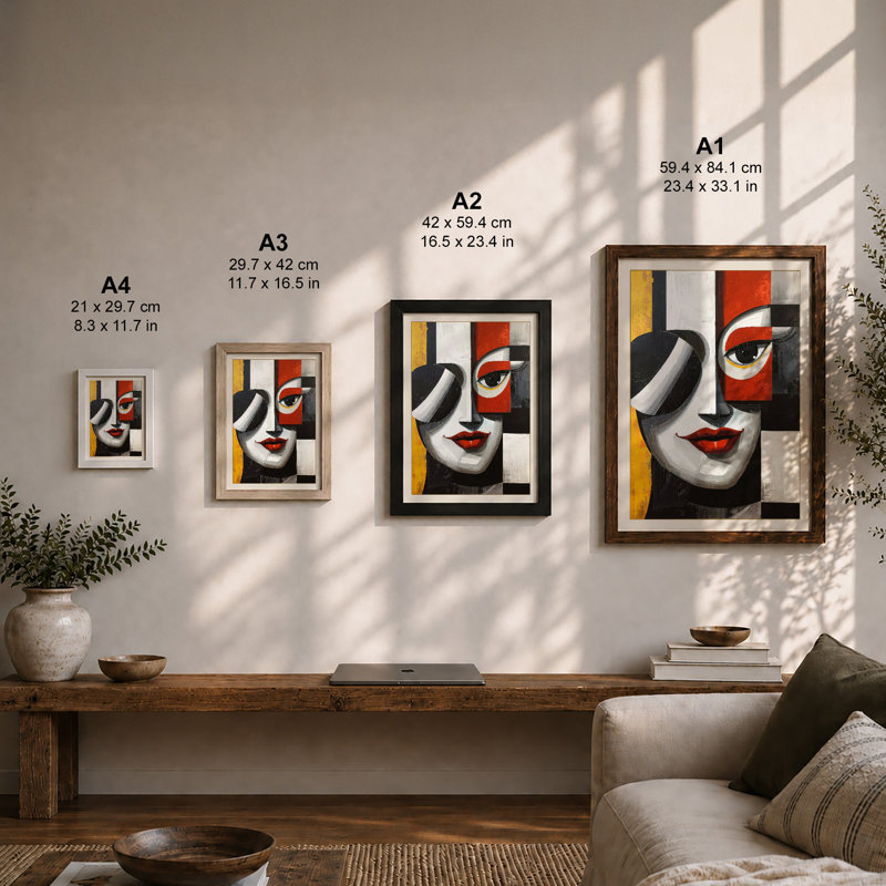 Fractured Portrait Modern - Framed Print, A4 - 29.7 x 21.0 cm, White