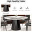 Table de salle à manger moderne 59,05 "en pierre artificielle ronde en acier au carbone noir pouvant accueillir 6 à 8 personnes