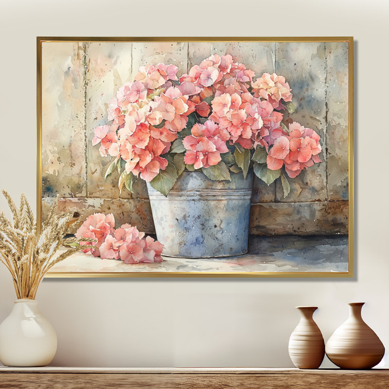 Irlan - Floral Wall Art, H 24 po x l 32 po, Impression encadrée flottante, Doré