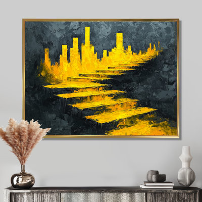 «Cityscape Geometric Pulse I - Cityscape», reproduction sur toile encadrée
