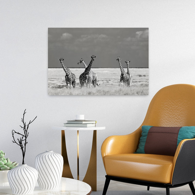 Art girafe sauvage sauvage, paysage contemporain, H 16 po x l 24 po