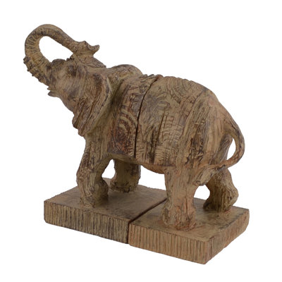 ELEPHANT BOOKENDS 23cm Carved Wood Effect