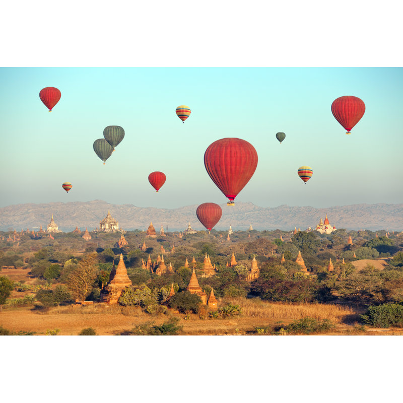 Multicolored Balloons Temples Bagan by Kiwisoul - Wrapped Canvas Print, 30cm H x 46cm W x 3.8cm D