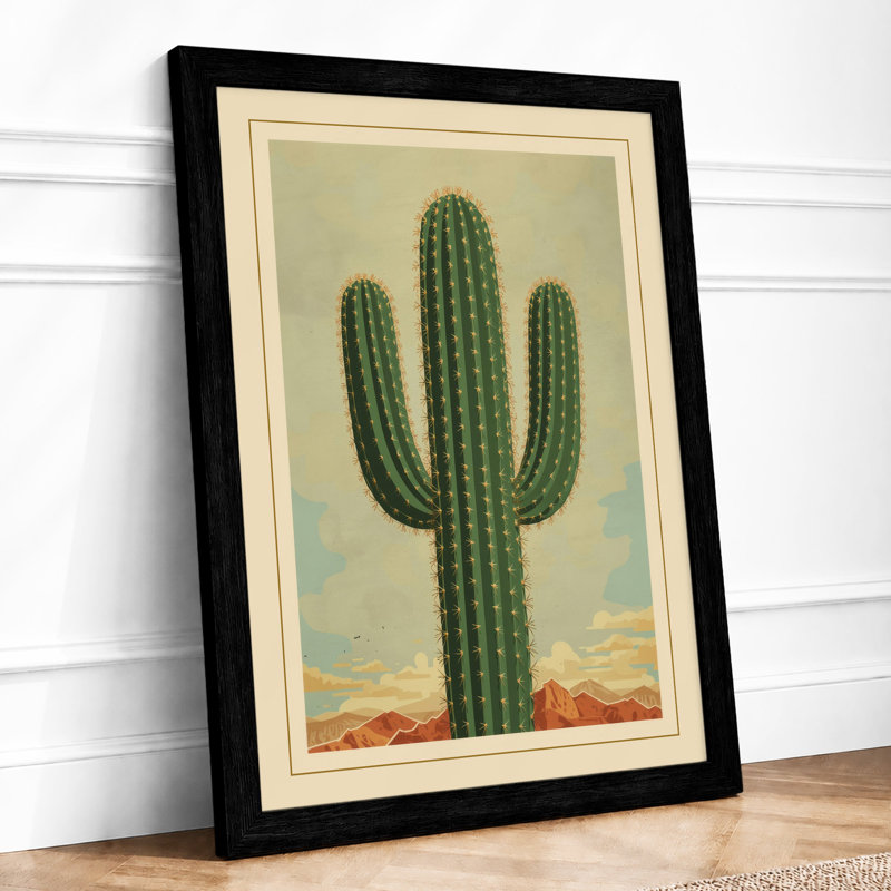 Desert Cactus Botanical - Framed Print, A4 - 29.7 x 21.0 cm, Black