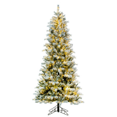 7.5' x 42" Frosted Glacier Pine Artificial Pre-Lit Christmas Tree with Lightly Frosted Tips