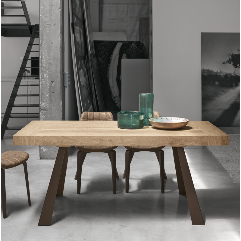 Keim Metal Base Dining Table, Rustic Laminate, Earth