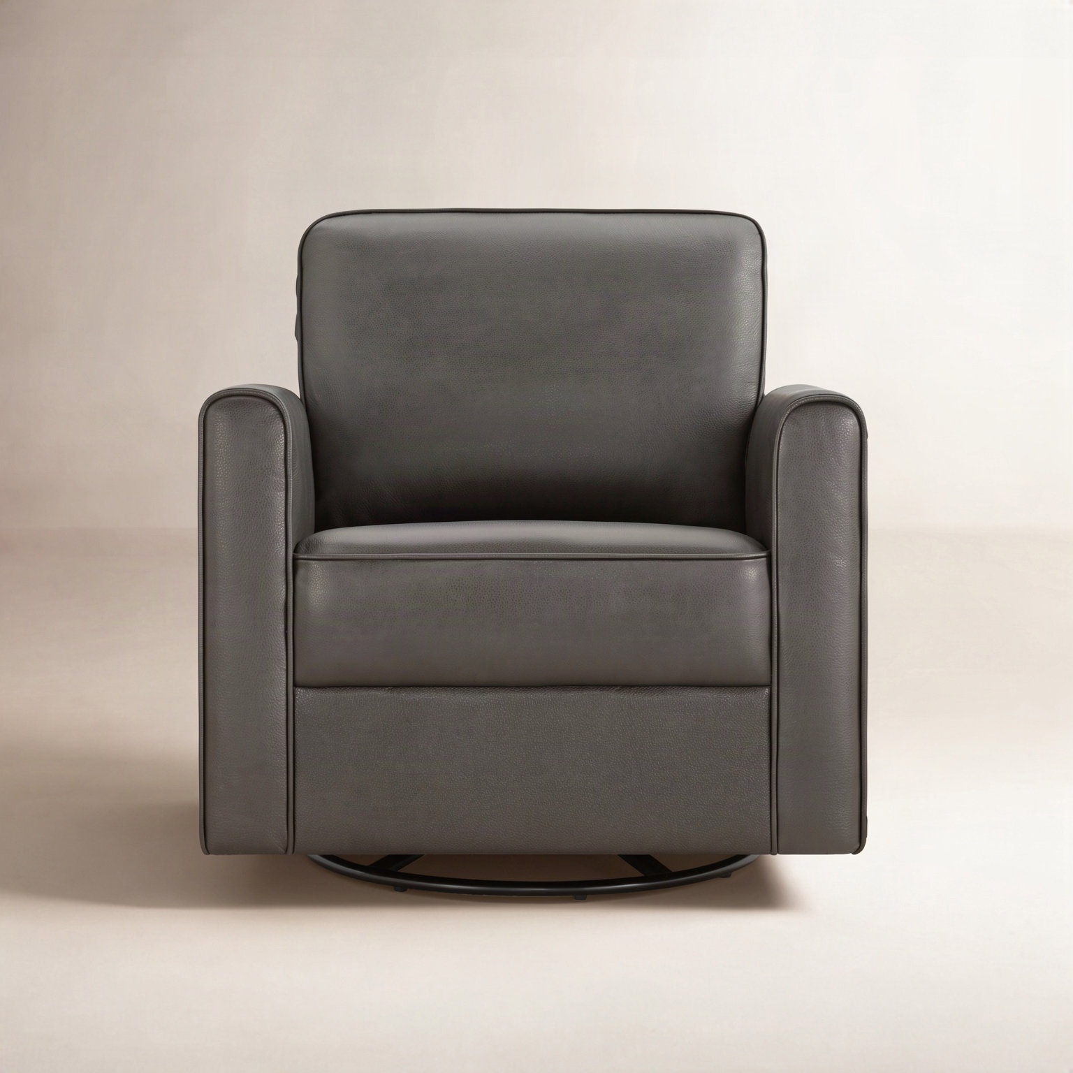 Weston Genuine Leather Swivel Armchair, Ivory