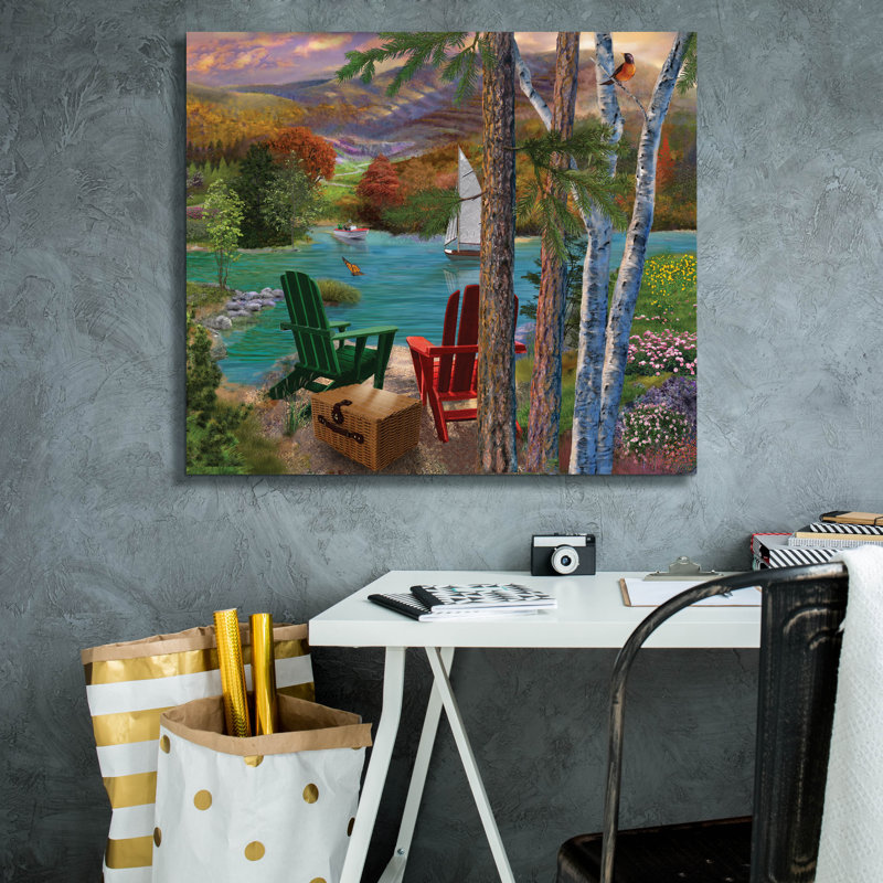 «Lakeside View From The Chairs» par Bigelow, illustrations sur toile, H 26 po x l 30 po x P 1,5 po