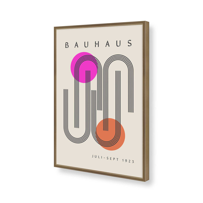 Imprimé de style Bauhaus simplifié, H 15,25 po x l 12,25 po, Or brossé