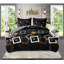 Ensemble d'édredon géométrique moderne 6 pièces avec draps et housses de coussins décoratifs, literie carrée noire et brune matelassée en microfibre toutes saisons, hydrofuge et adapté aux animaux de compagnie (très grand californien, géométrique noir)-128842420