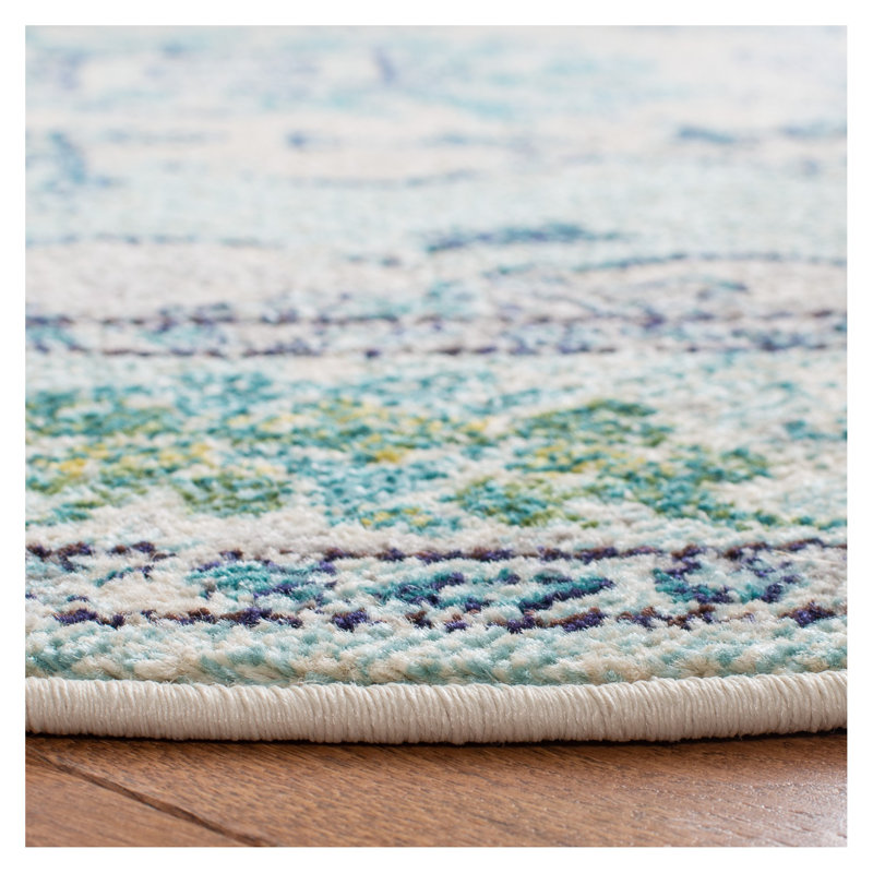 Tapis oriental Almyra, Rond 6 pi 7 po, Light Blue/Ivory
