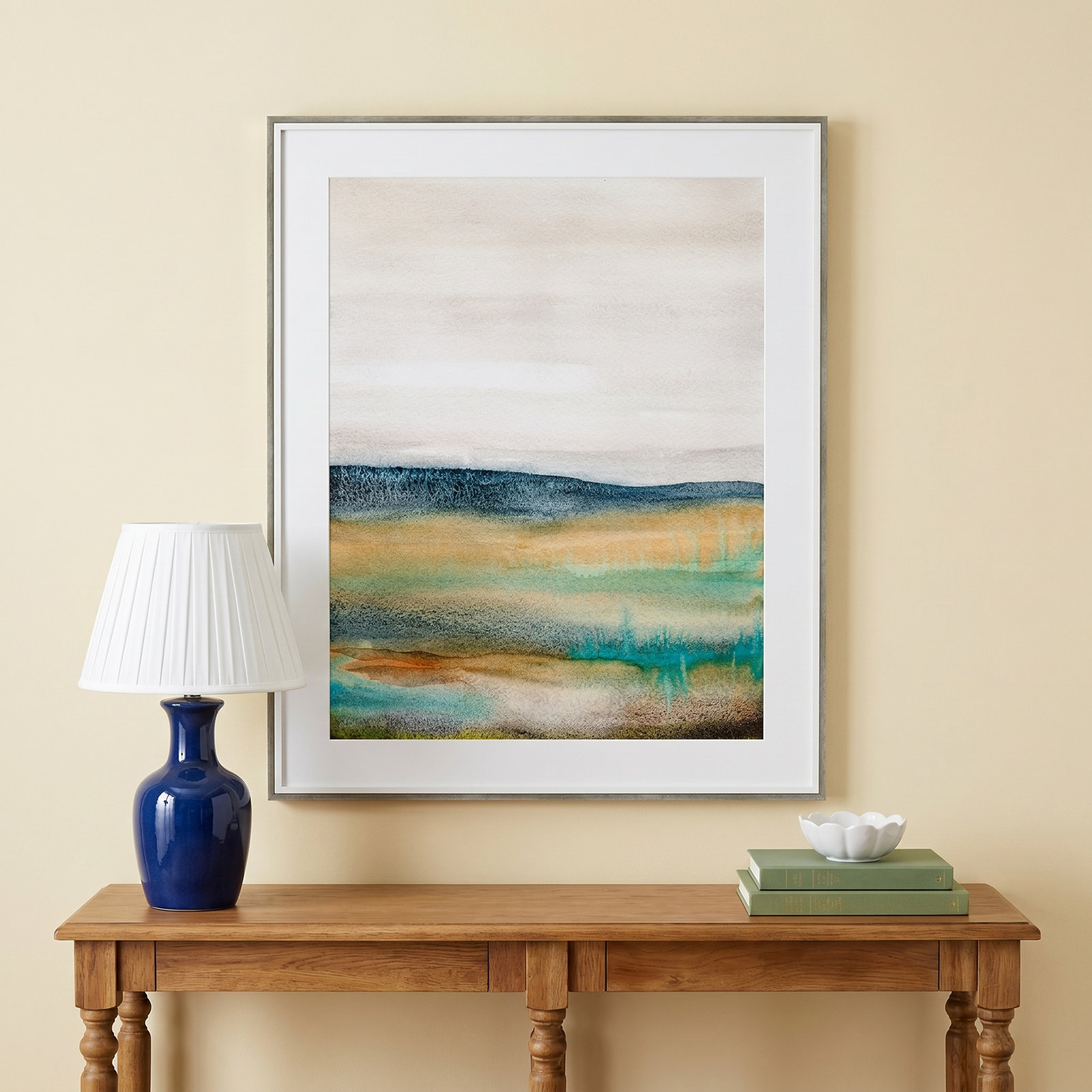 Foggy Mountain Print by Xizhou Xie, 41" H x 33" W x 2" D, Silver