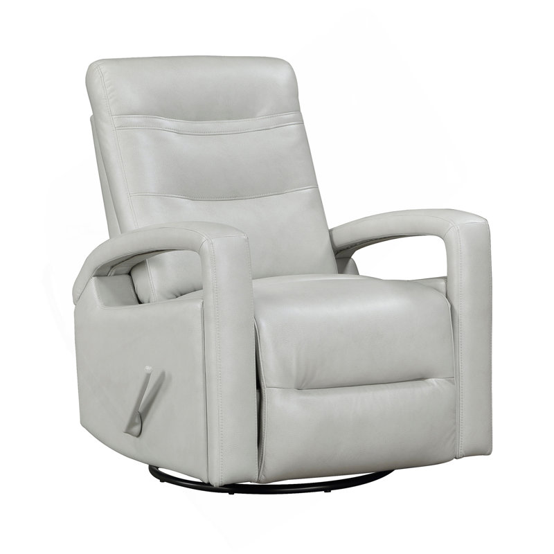 Modern Smoke Gray Breathable Faux Leather Upholstered Swivel Glider Recliner Chair Living Room Furniture 1Pc Open Arm Design Plush Comfort