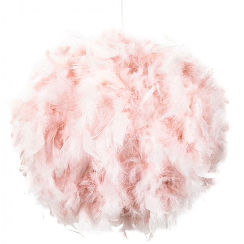 Eye-Catching and Modern Genuine Feather Decorated Pendant Light Shade, Pink, 20cm H x 25cm W x 25cm D