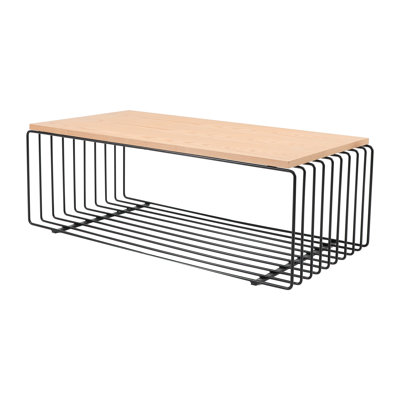 Walden Rectangular Coffee Table – Ash Wood Veneer Top with Powder-Coated Steel Base, Lightweight Modern Centerpiece Fully Assembled Living Room Center Table