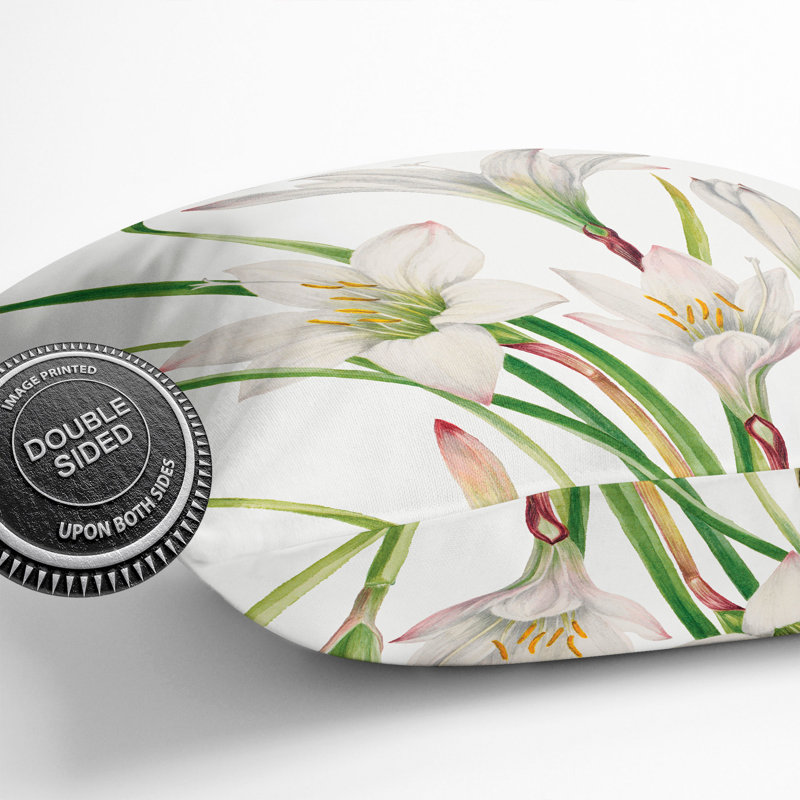 Atamasco Lily Square Throw Cushion, 55cm H x 55cm W x 20cm D