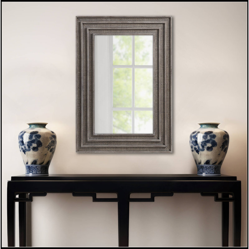 1 miroir rectangulaire en bois et rotin gris PCS