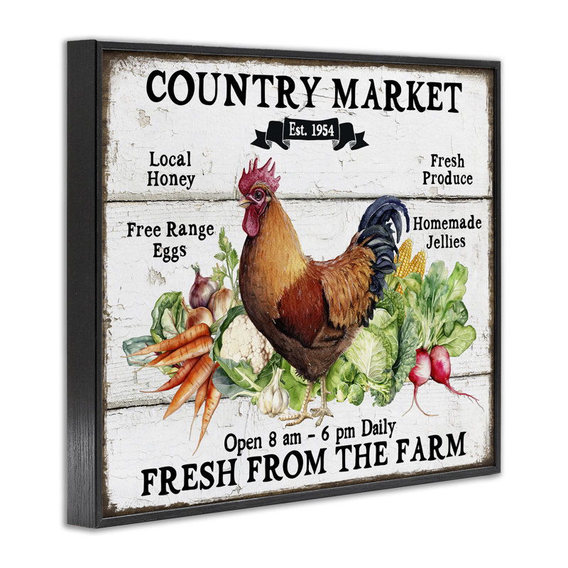Art de giclée de légumes du marché champêtre par Creatif Belle, H 11 po x l 14 po, Giclée encadrée noir minuit