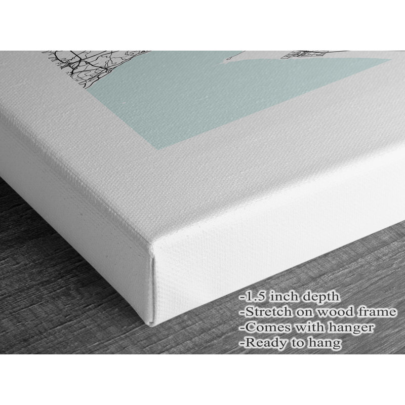 Lisbon Map Print Portugal Canvas Print, 36" H x 24" W