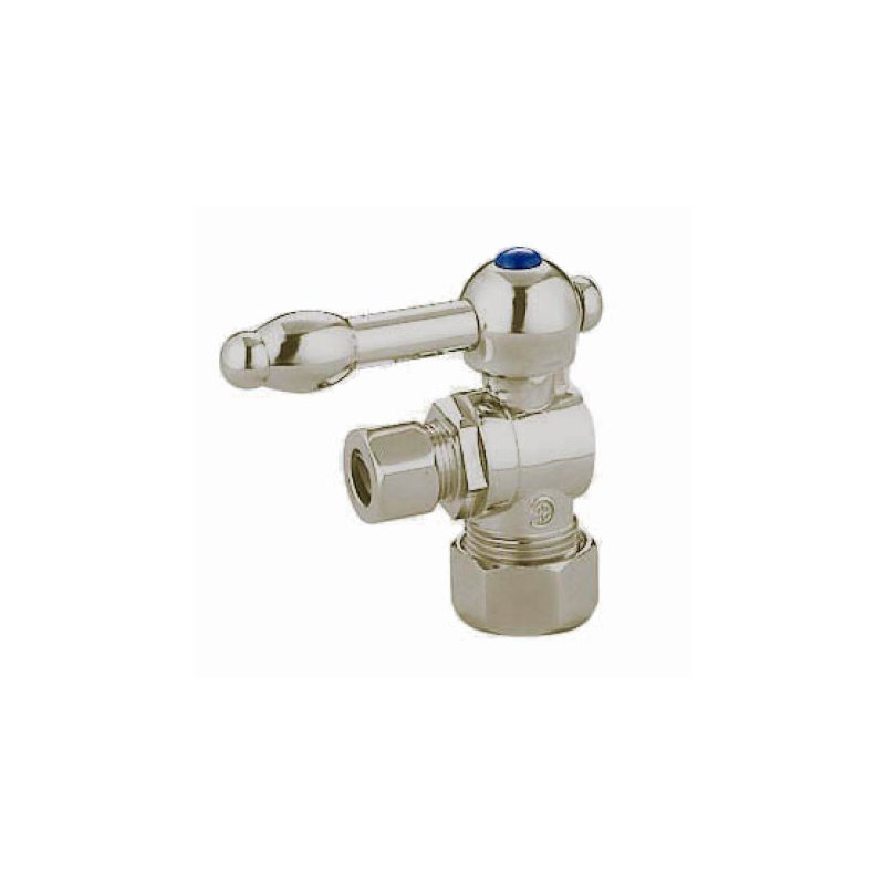 Kingston Brass Vintage 5/8-Inch OD Comp x 3/8-Inch OD Comp Quarter-Turn Angle Stop Valve, Brushed Nickel