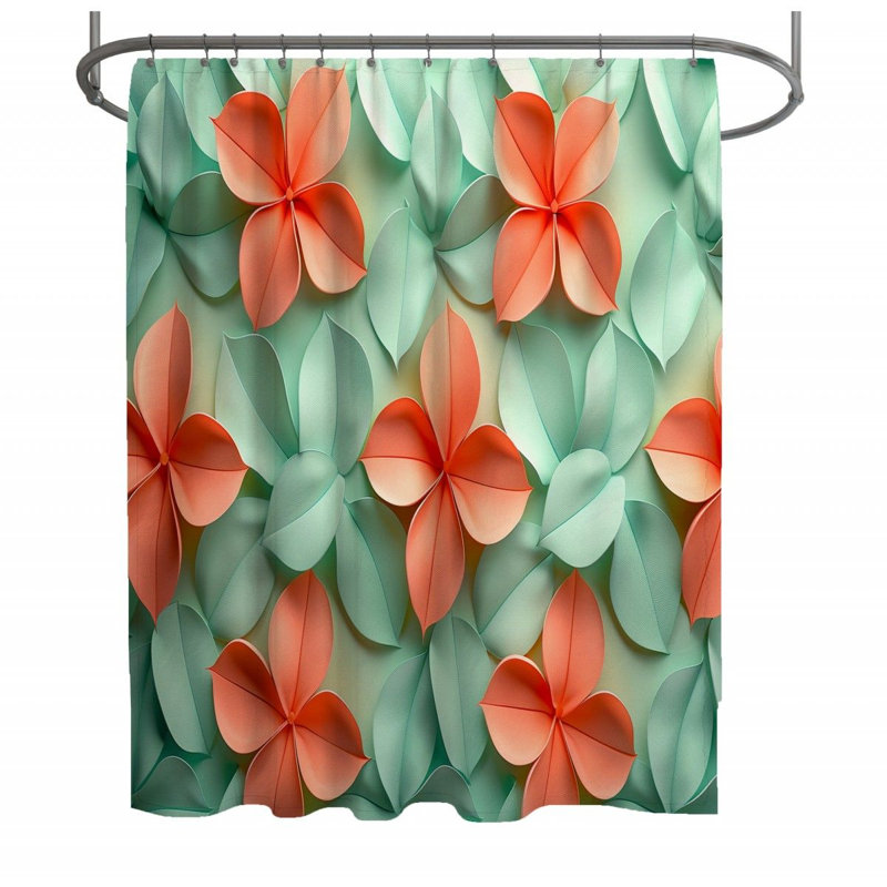 Paper Flowers Craft Floral Shower Curtain, 73"H x 70"W