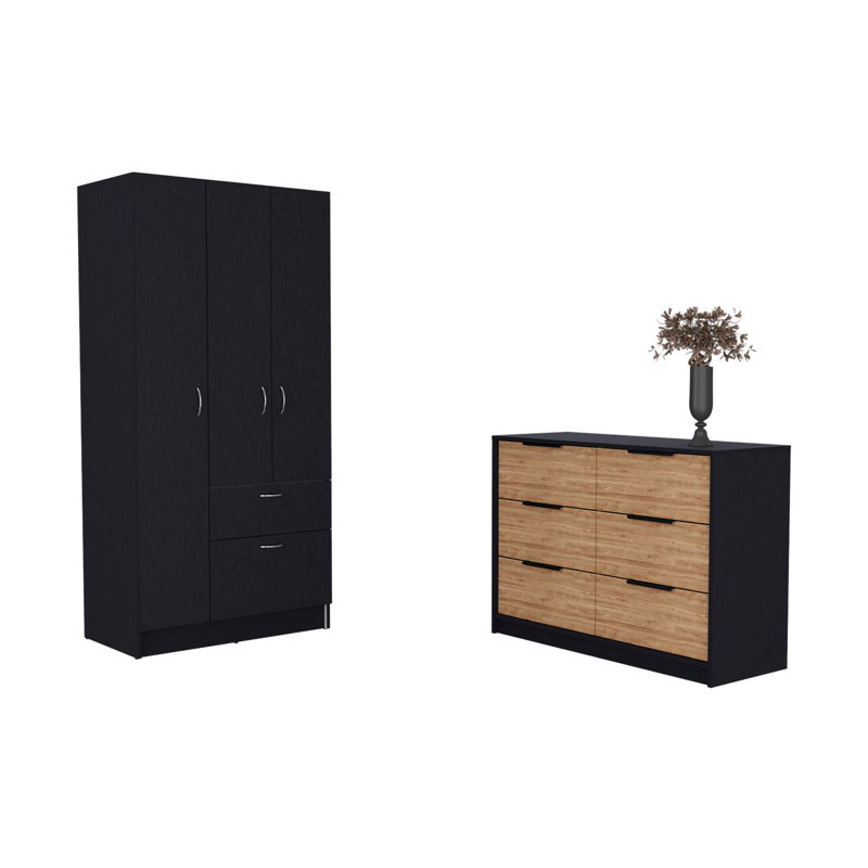 Ensemble de chambre à coucher deux pièces brun et noir