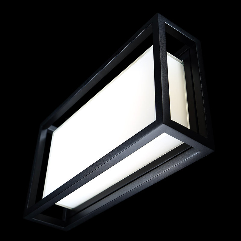 Framed Outdoor Flush Mount, 8" H x 20" W x 4" D, Black