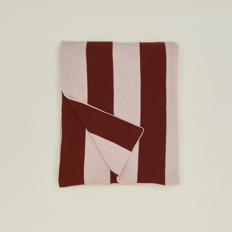 Simple Striped Throw Blanket, Blush/Terracotta