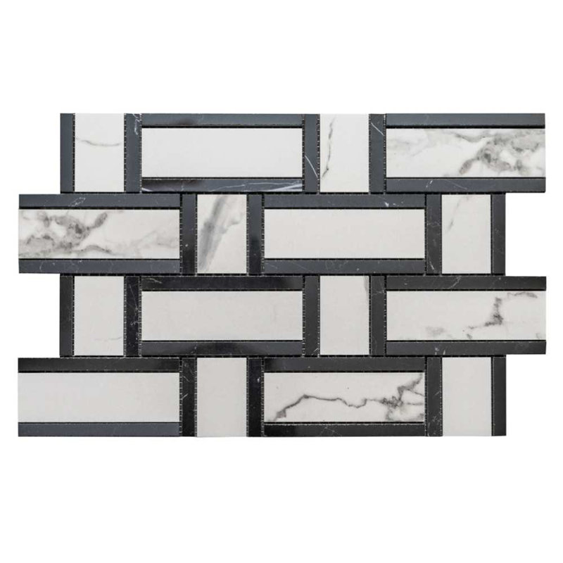 Stately Tre Basketweave 9.5" x 14" Porcelain Tile, Calacatta