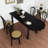 Black Half-circle Solid Wood Dining Table-1826481954