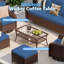 Ensemble de conversation d'extérieur en osier 7 pièces avec chaises pivotantes et repose-pieds, ensemble de mobilier de patio avec coussins, table basse et table d'appoint-618793839