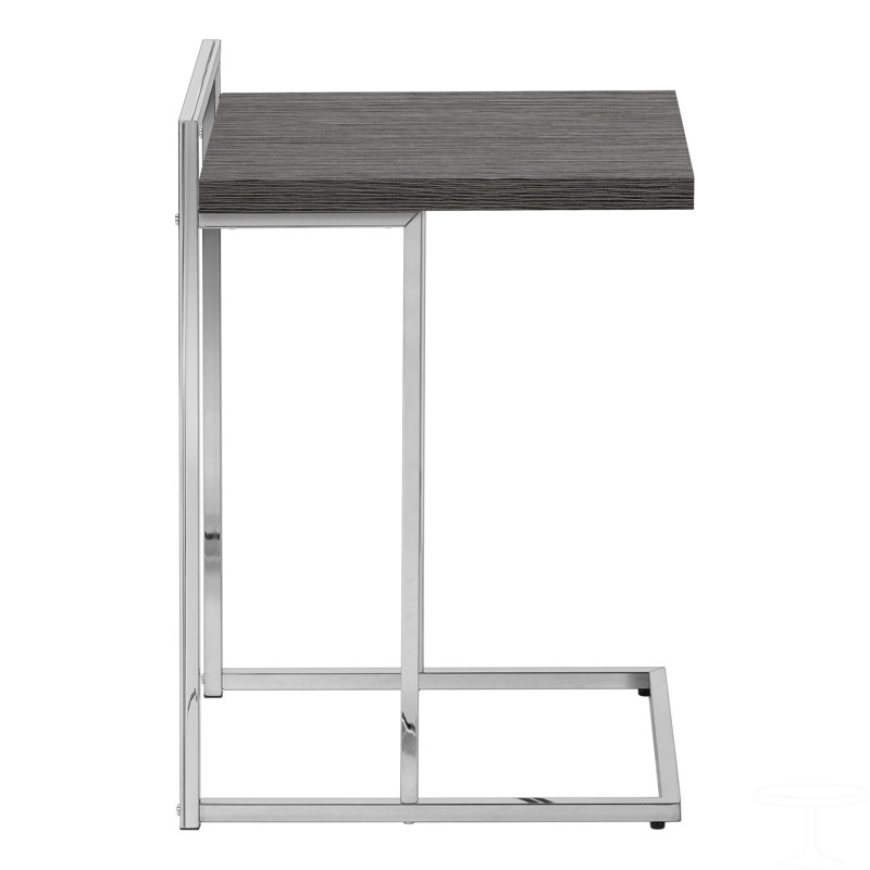 Table d'appoint, en forme de C, bout, côté, collation, stratifié, métal chromé, contemporain, moderne, Gris, Argent argent