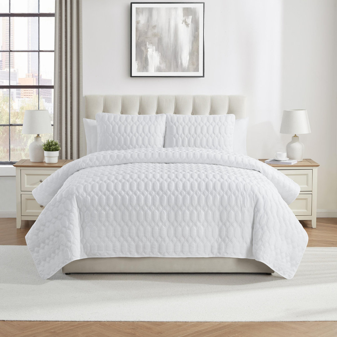 Diamond 3-Piece Pinsonic Textured Quilt Set VCNY 