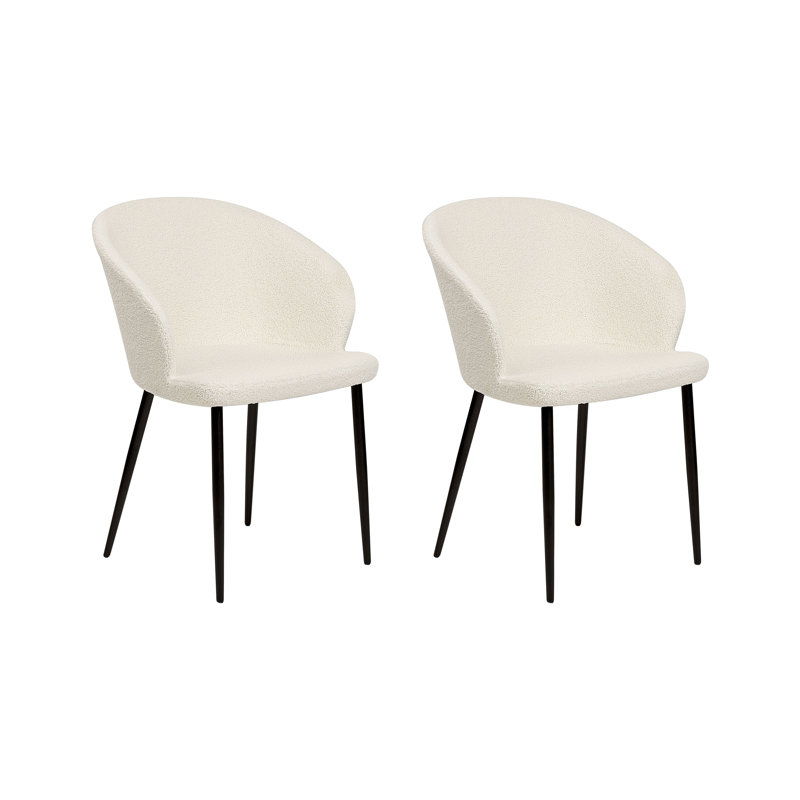 Weatherhill 43cm H Polyester Blend Upholstered Metal Full Back Side Chair in Off White