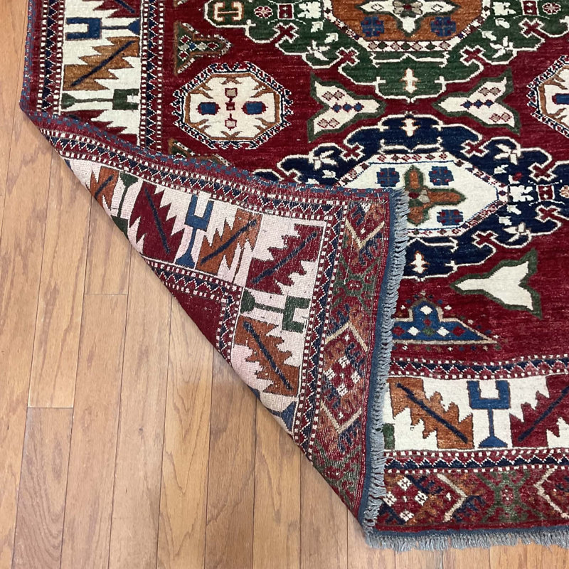 Afghan Vegetable Dyed Kazak Wool Rug 7'6" x 9"