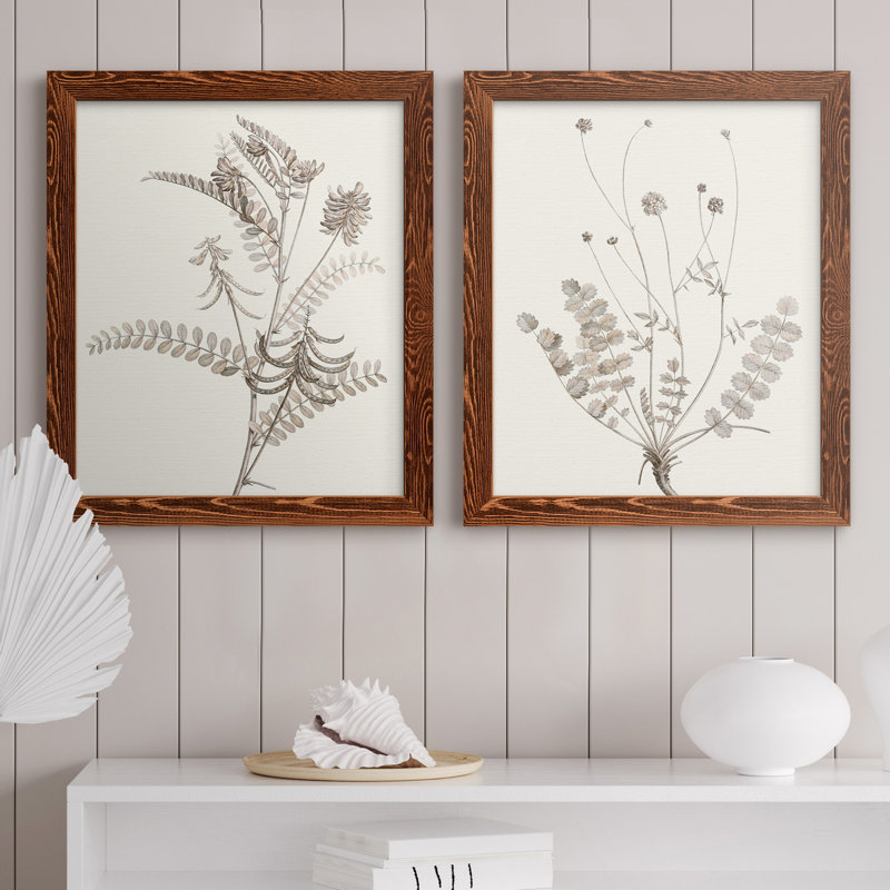 «Neutral Botanical Study VIIP», reproduction d'art encadrée - prête à être accrochée, H 24 po x l 36 po x P 1,5 po