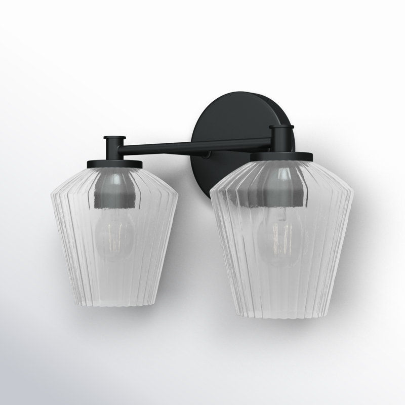 Depner 2 Light Ribbed Dimmable Vanity Light, Matte Black