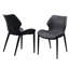 Ensemble de deux chaises d'appoint à oreilles rembourrées en similicuir gris et noir