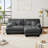 Cloud Couch Sectional Sofa For Living Room, Chenille 2 Seater Sofa With 2 Lumbar Pillows And 2 Throw Pillows , Upholstered Wide Arm Sofa With Convertible Ottoman-1824998982